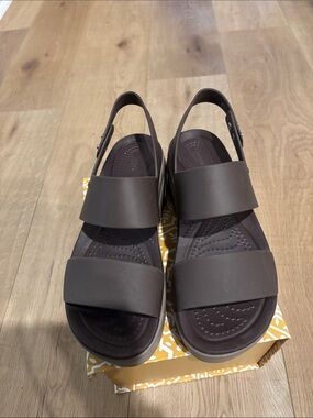 CROCS Women's Brown Double-Strap Slingback Sandals